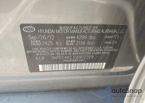 2013 Hyundai Sonata Limited из США, поврежденный, VIN 5NPEC4AC3DH612229